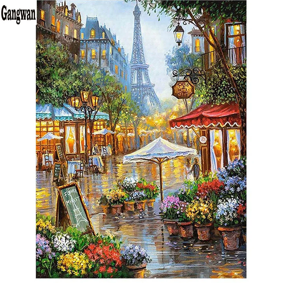 

Алмазная живопись, картина «Парижская улица», живописная картина «сделай сам», вышивка крестиком, 5D картина маслом, домашний декор