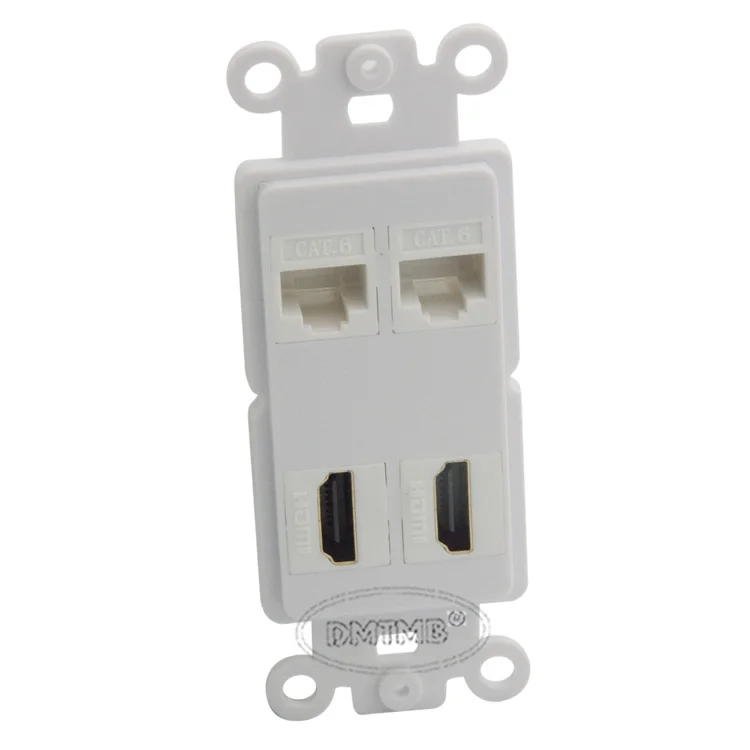 Внутренняя настенная панель с 2 портами HDMI порта CAT6 RJ45 кейстон-стилем и