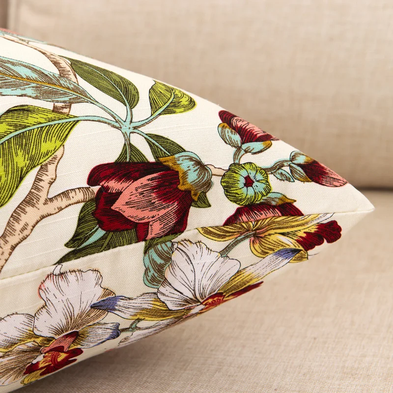 Качественный элегантный чехол для подушки с цветочным принтом льняная