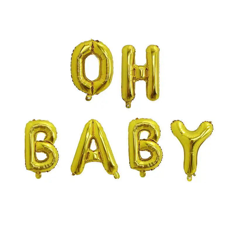 Флуоресцентный желтый 16 дюймов с надписью OH BABY Пол раскрыть письмо Фольга воздушные шары его в комплект одежды для маленьких мальчиков и девочек, душ сувениры День рождения украшения детей Baby Shower - Цвет: Флуоресцентный желтый