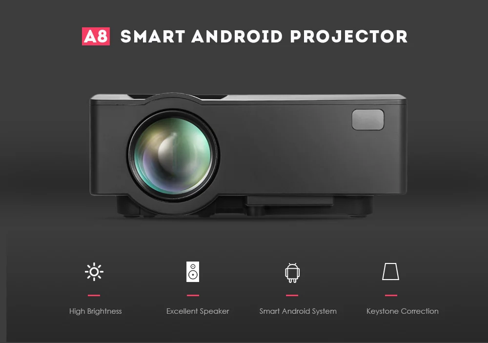 Coolux A8 проектор 1500LM 854*480 Поддержка HD 1080 P BT4.0 HDMI 4 K видео домашний кинотеатр LCD 2,4/5,0 ГГц Wi-Fi, умный проектор на Android