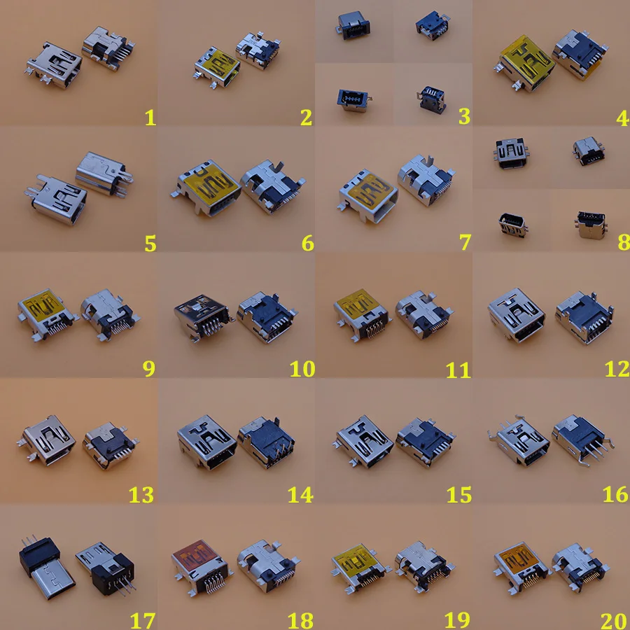 20 моделей женский мини USB Тип B 5pin 8pin 10 Pin 11 pin SMT SMD крепление Jack разъем порт для