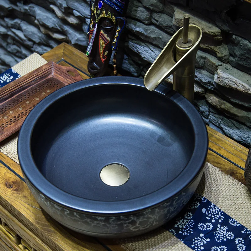 Керамический умывальник Jing Yang Jingdezhen для ванной комнаты Круглый античный