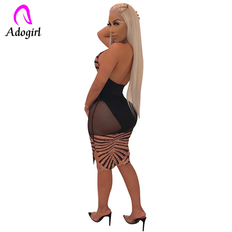 Adogirl Ночная сорочка с глубоким V образным вырезом и прозрачными бусинами