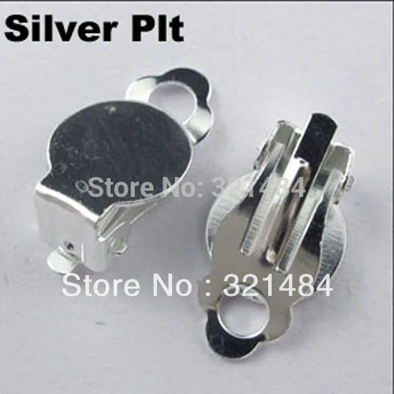 Free ship! Silver Plated Tone Metal 500PCS Earring Clip Findings With 10mm Earring Base Earring Blanks