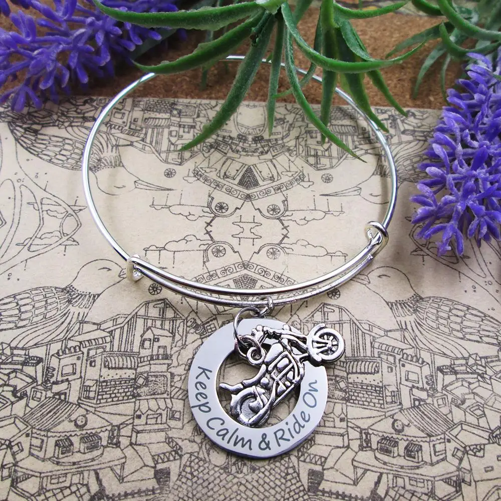 Модный шарм из нержавеющей стали с надписью Keep Calm & Ride на мотоцикле версия 2 Шарм