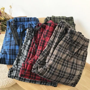 Мужские длинные штаны для сна, хлопковые Фланелевые брюки, мужские штаны для сна