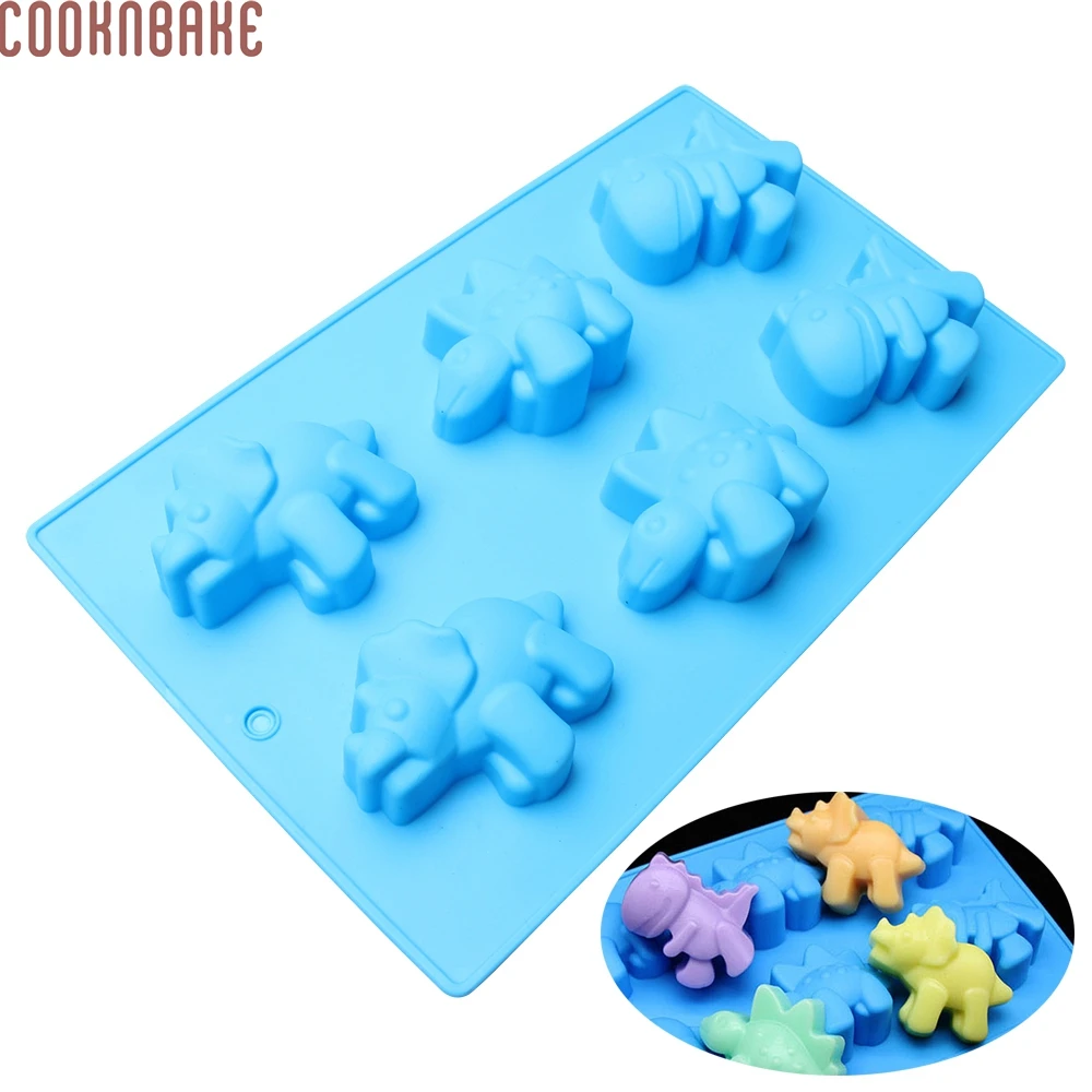 

Силиконовая форма для шоколадных конфет COOKNBAKE, 6 отверстий, динозавр, рандомное мыло ручной работы, инструмент из смолы для украшения тортов ...