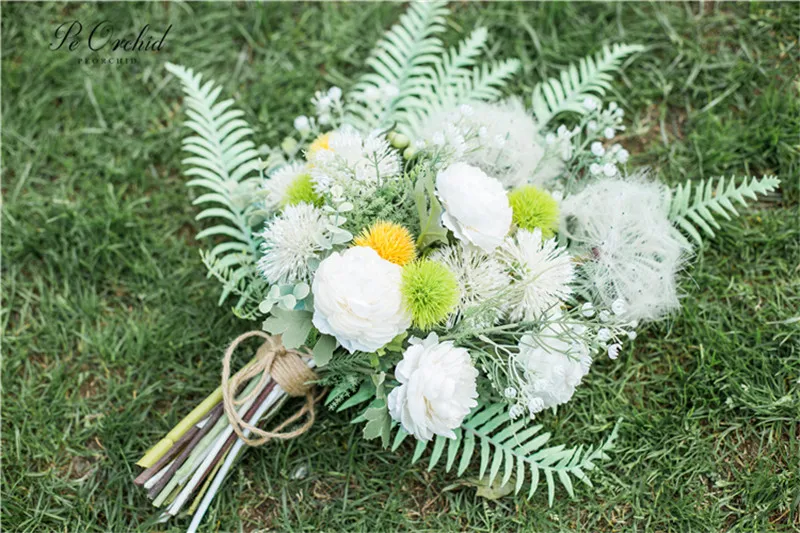 PEORCHID новый дизайн Одуванчик Искусственные Свадебные букеты Sztuczny Bukiet белый