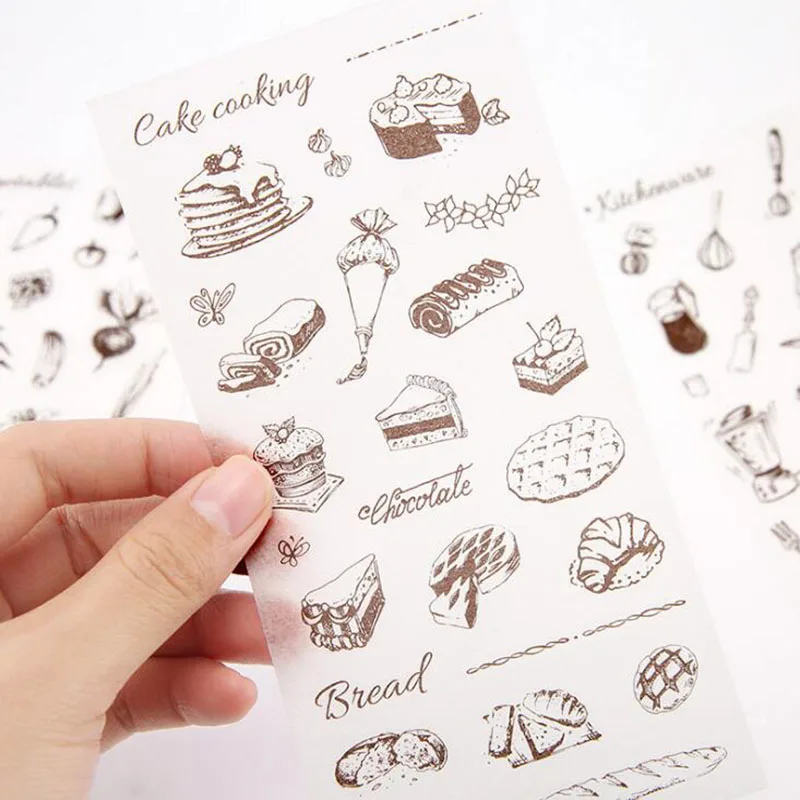 

6pc/bag Creative Happiness Taste Stickers / Children's Learning Stationery Pvc Stickers Diary Scrapbook Decoration Gift Stickers
