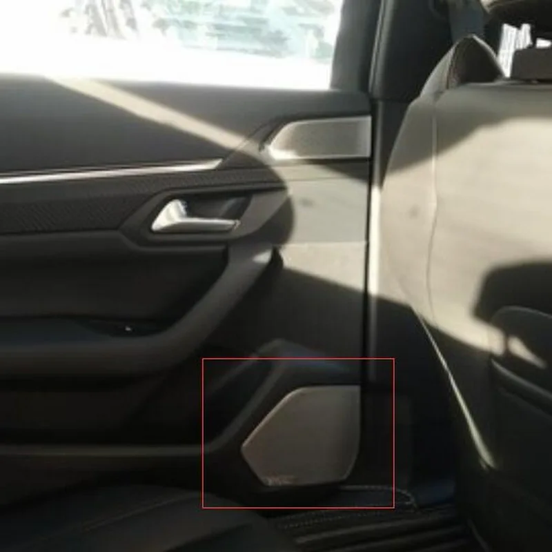 Защитные накладки на дверные динамики салона автомобиля Tonlinker для Peugeot 508L 2018-19 Стиль 4 шт. Нержавеющая сталь.