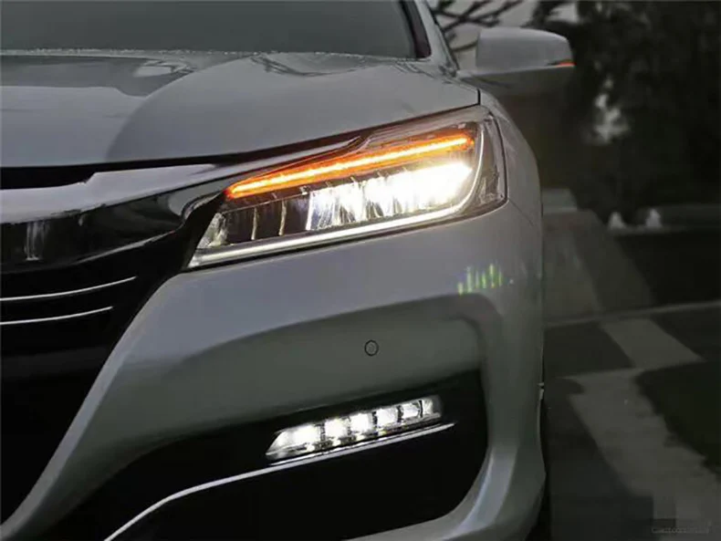 Автомобильный Стайлинг Головной фонарь для Honda Accord 10th фары светодиодный Дальний свет ближнего света с желтым поворотным сигналом светодиодный бар