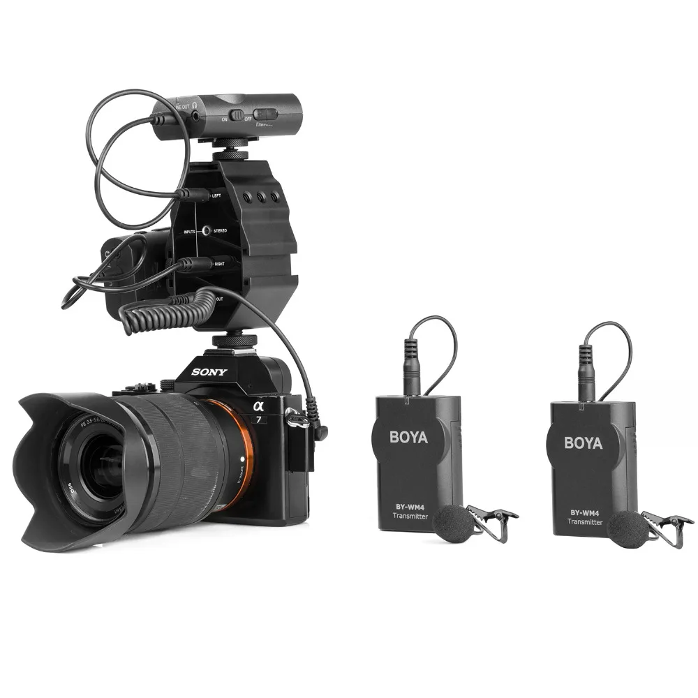 2-канальный аудиоадаптер BOYA с моно-и стереозвуком для iPhone 8 Canon Nikon DSLR камер Sony Panasonic