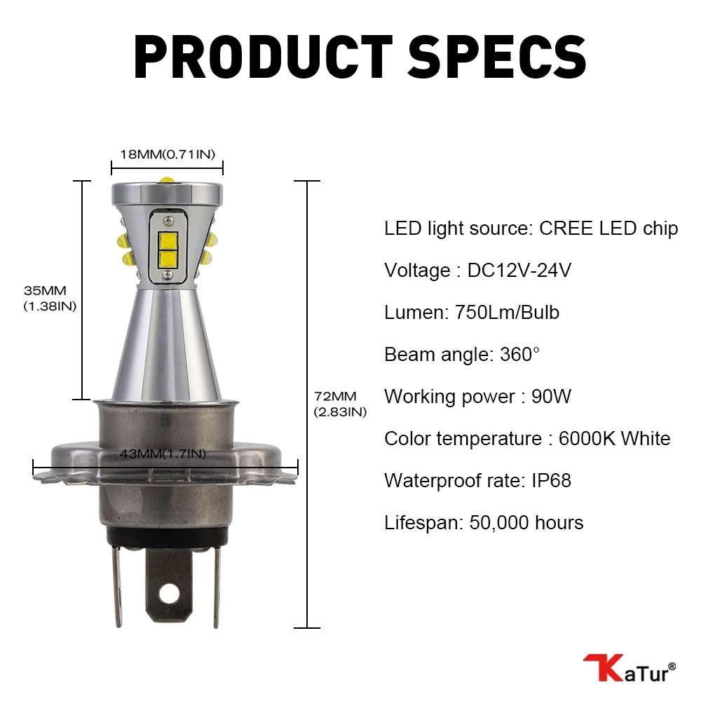 Katur 45W H4/9003 одиночные светодиодные лампы сменный противотуманный светильник
