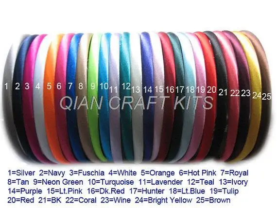 

50pcs of skinny 10mm shiny satin headbands mixed colors or you pick colors