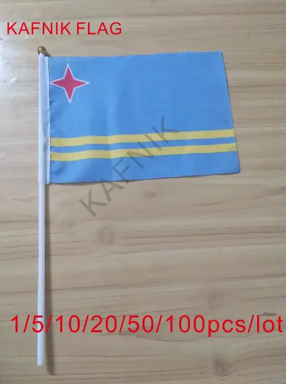 

KAFNIK, 10/20/50/100 шт ARUBA тканевые флаги 14*21 см с пластиковой ручной