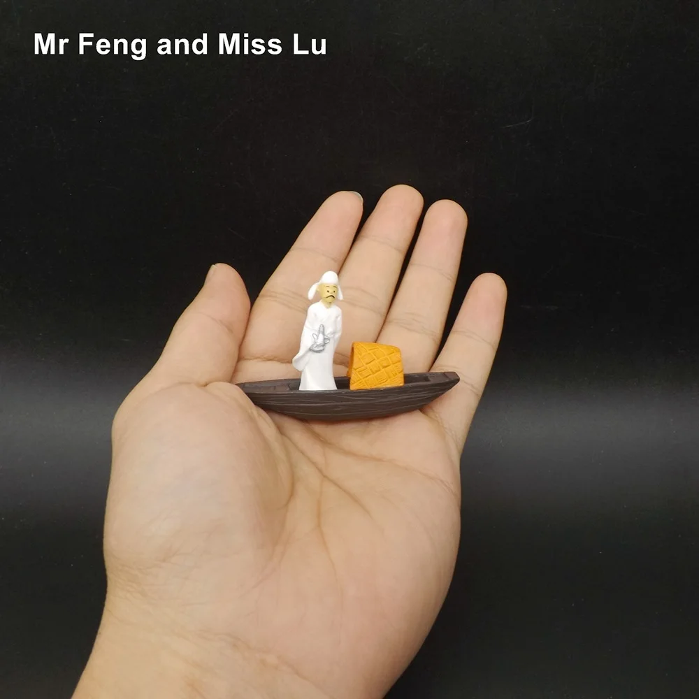 Китайская культура Li Po поэт на лодке Модель Смола мини ремесло ребенок Обучающие