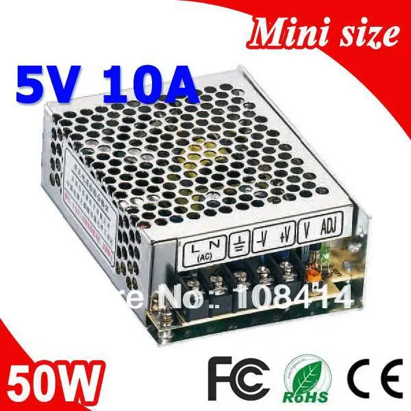

MS-50-5 50W 5V 10A Mini size LED Switching Power Supply Transformer 110V 220V AC to DC 5V output