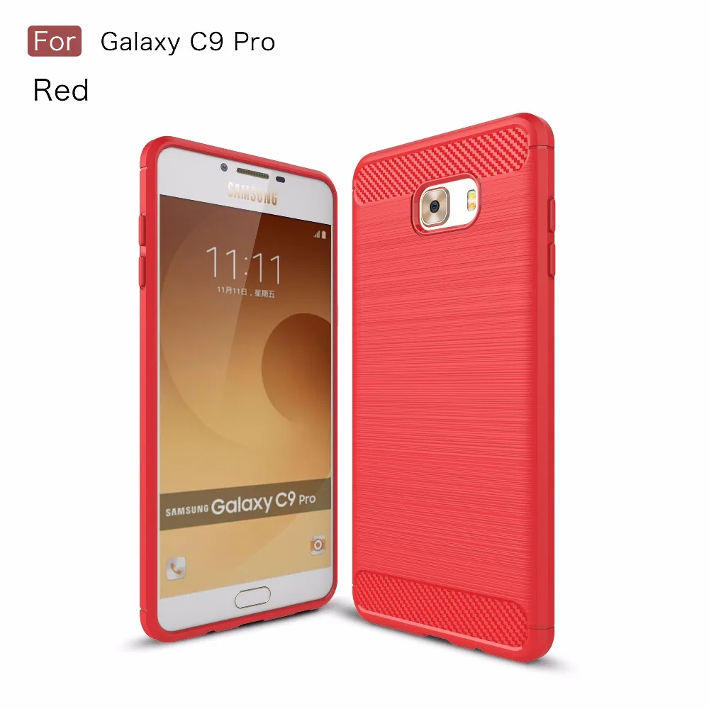 Для Samsung C9 Pro Случае Углеродного Волокна ТПУ Матовый Корпус Телефона Обратно