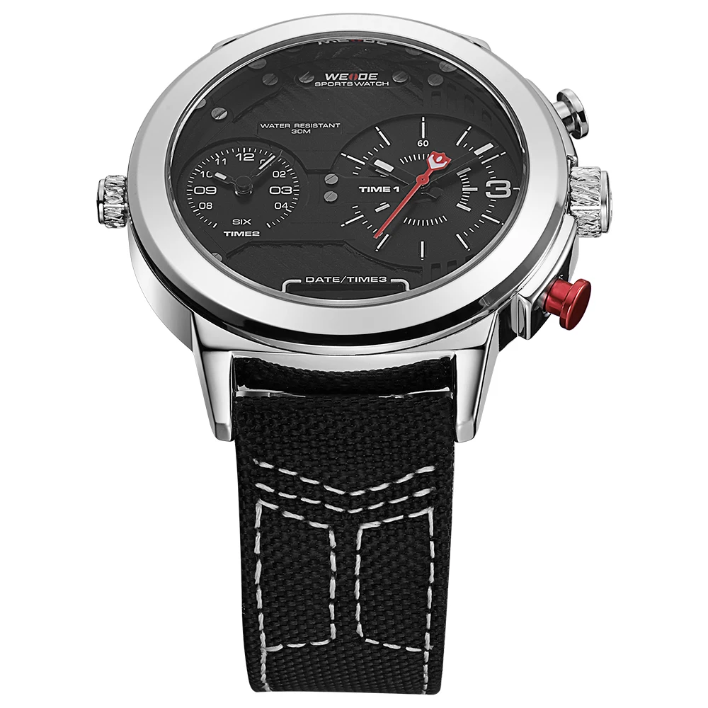 WEIDE повседневные Оригинальные нейлоновые двойные часовые зоны круглые большие