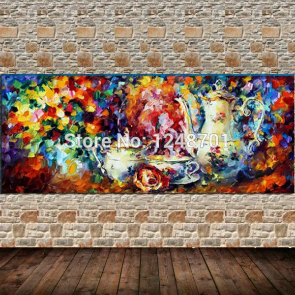 100% Hand Painted Still Life Oil Painting On Canvas Palette Knife Wall Art Pictures Living Room Modern Home Decor No Framed | Дом и сад