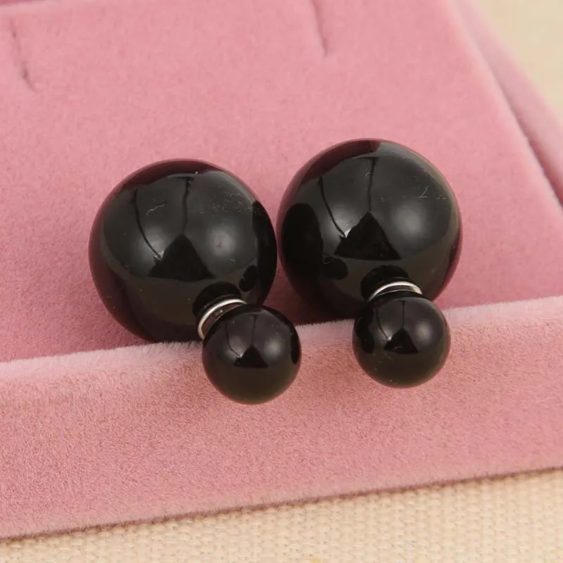 New Women Accessories Jewelry Double Face Side Pearl Ball Earrings For Multi Colors Big Acrylic Trendy Beads Stud Earings | Украшения и