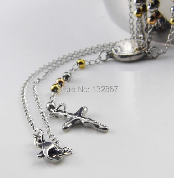 Женское Ожерелье из нержавеющей стали с золотыми бусинами 3 мм | Украшения и