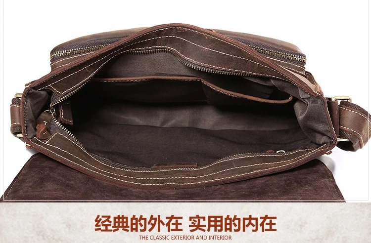 Винтажная мужская кожаная сумка на плечо натуральная кожа сумка-мессенджер