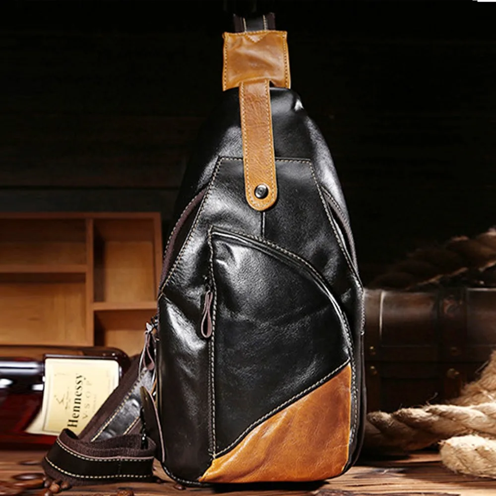 Мужской рюкзак слинг из вощеной воловьей кожи ранец для путешествий винтажный