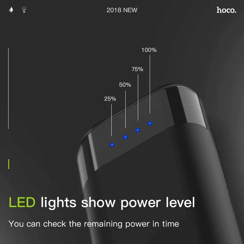 Портативное зарядное устройство HOCO 5200 мАч Mini USB LED 18650 литиевая Внешняя батарея