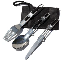 qinggear 3pcsset folk spoonknife folding cutlery utensils outdoor camping equipment folding cutlery cookware tableware