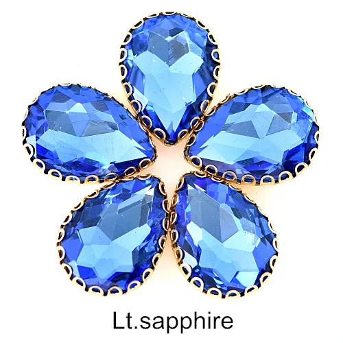 Lt sapphire 20 шт. золотые стразы с кружевами и каплевидными кристаллами для шитья одежды, украшений для одежды, сумок B1182 - Цвет: Lt sapphire