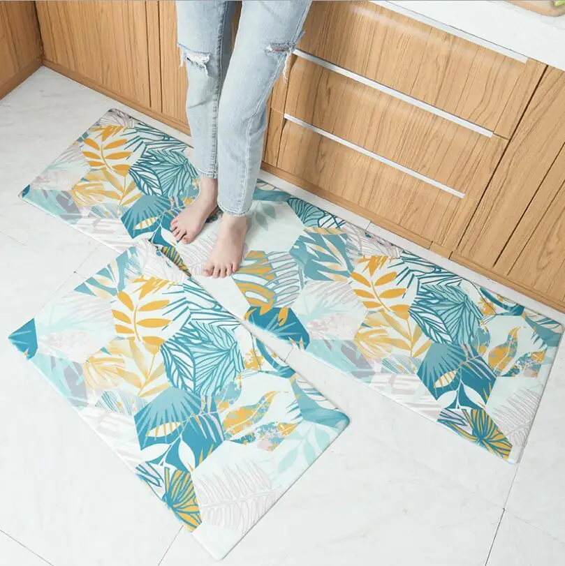 C1 Long Kitchen Mat Bath Carpet Printing Mats PVC Leather Anti Slip Bottom Mat Waterproof Mat for Home Kitchen Oil-Proof Floor Mat - Цвет: C1