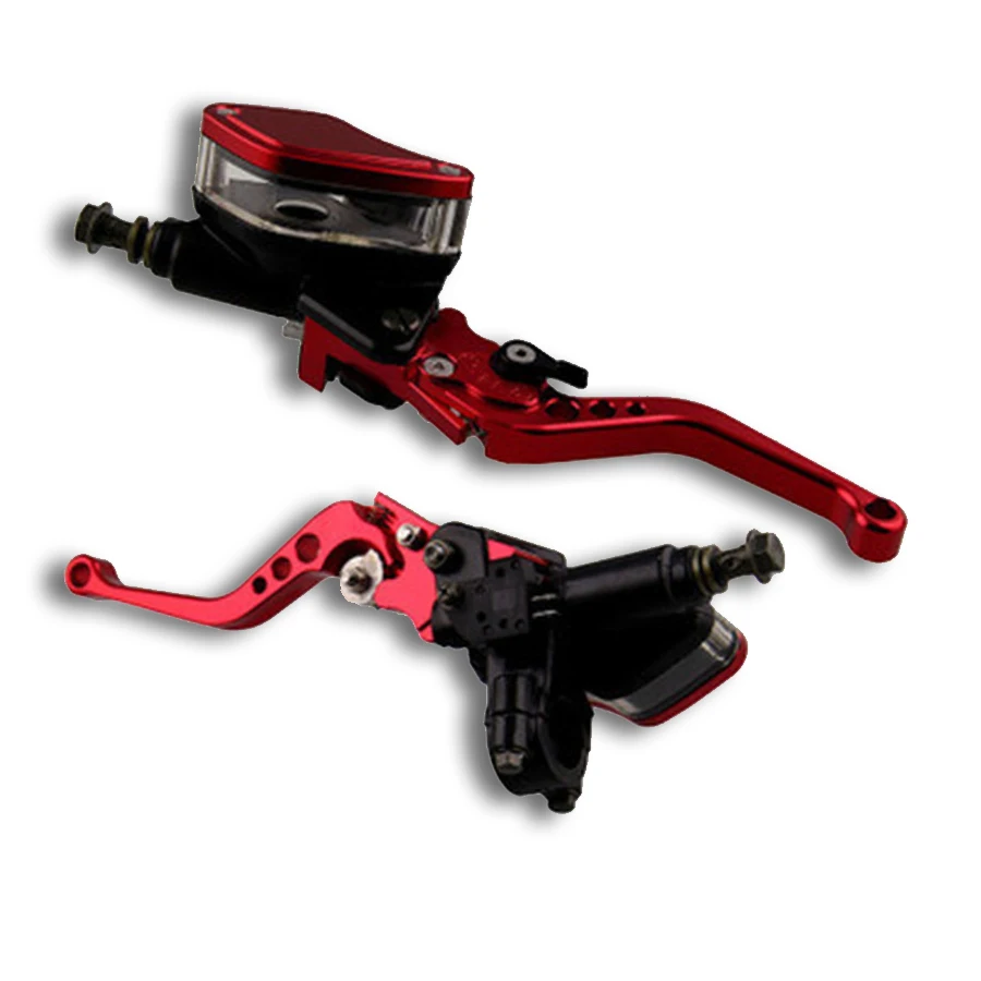 

7/8" 22mm Universal Motorcycle Master Cylinder Reservoir Hydraulic Brake Clutch Lever Red CNC Aluminum Adjustable