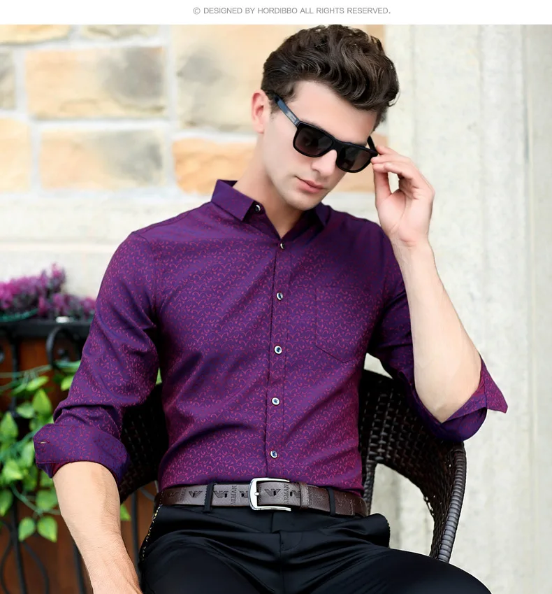 Мужская летняя рубашка с принтом приталенная длинным рукавом стирающаяся водой 2017|slim fit clothes|f shirtsfashion shirt |