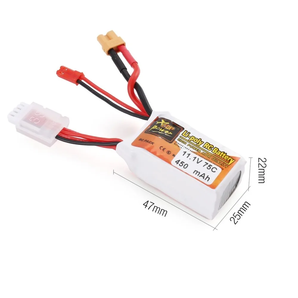 ZOP Мощность 11 1 V 450 мА/ч 75C 3 S P Lipo Батарея JST XT30 штекер Перезаряжаемые для