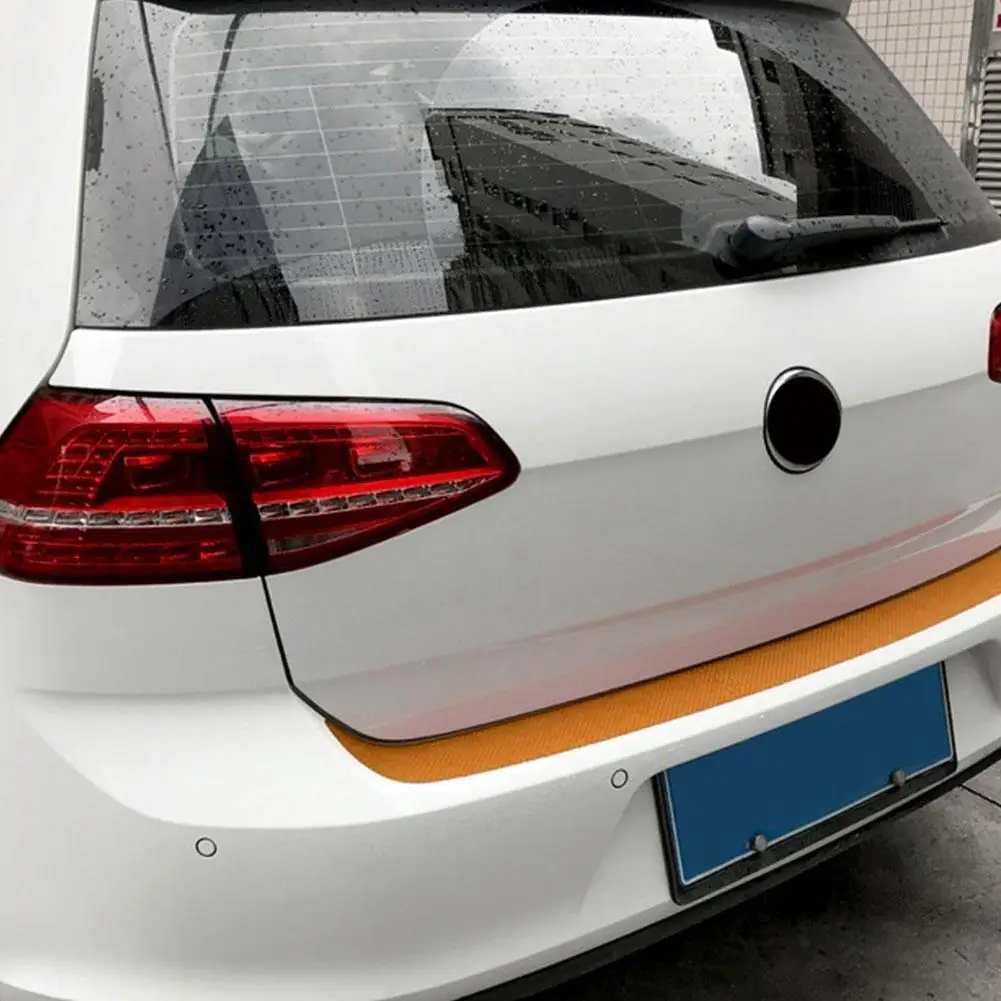 Наклейка на заднюю панель багажника, накладка на задний бампер автомобиля, обивка, защита от царапин, наклейка, полоса, 3D пленка из углеродного волокна