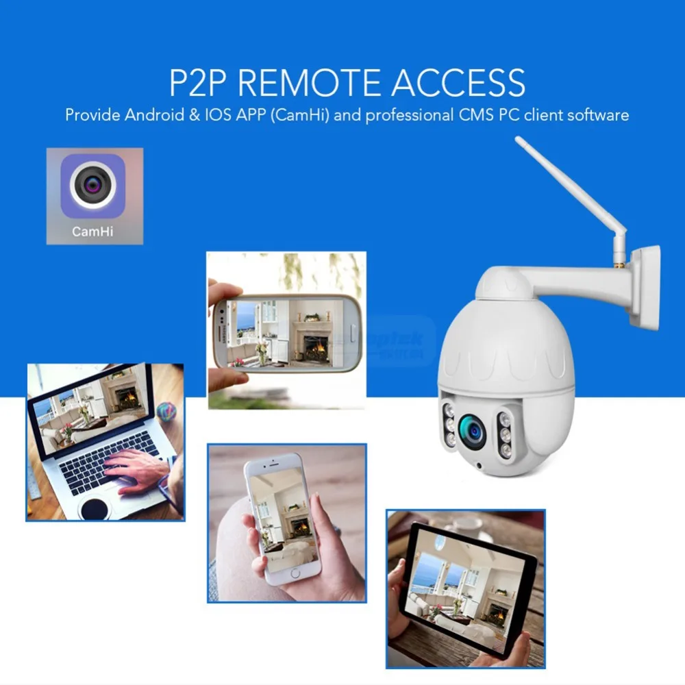 Мини PTZ wifi IP камера 1080P 5X ZOOM открытый купол беспроводной Onvif 2.0MP ночное видение 50 М