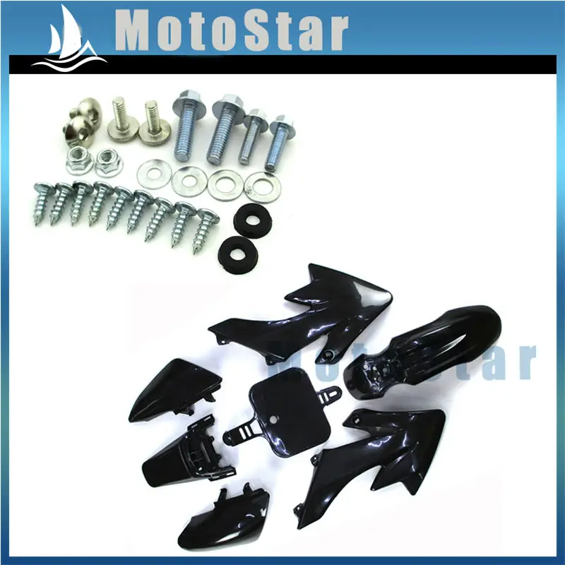 Черный Пластиковый обтекатель комплект крыльев + винты для Honda XR50 CRF50 Pit Dirt Bike 50cc 70cc