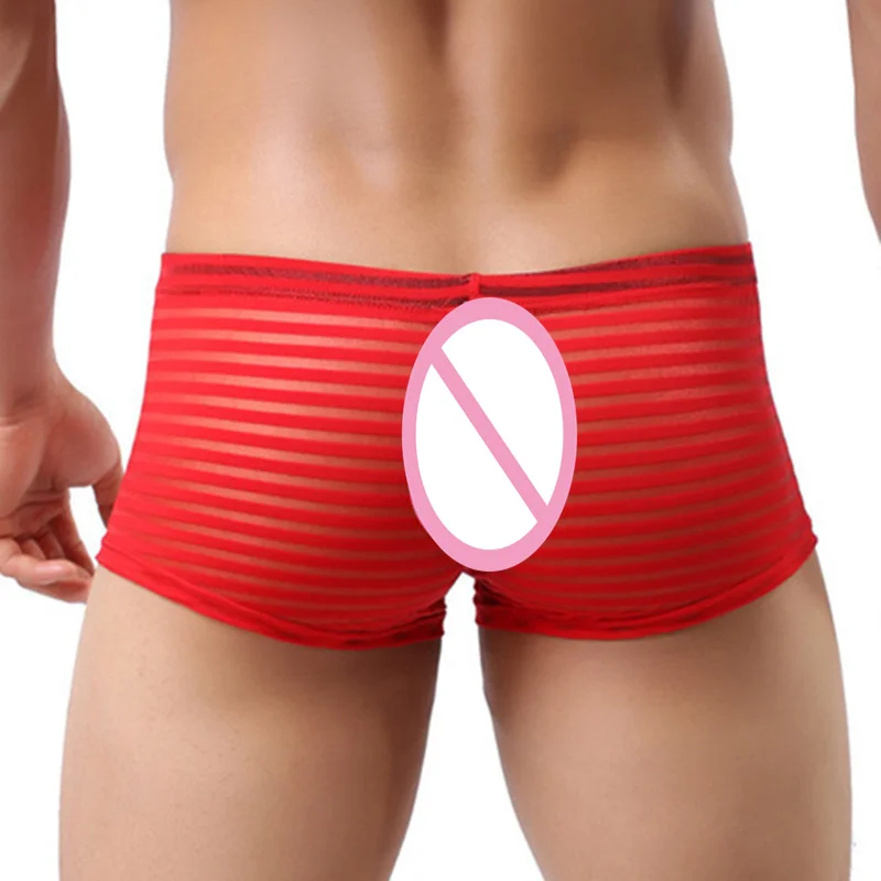 YUFEIDA сексуальное нижнее белье в полоску Боксеры Шорты сетчатые прозрачные Sunmmer