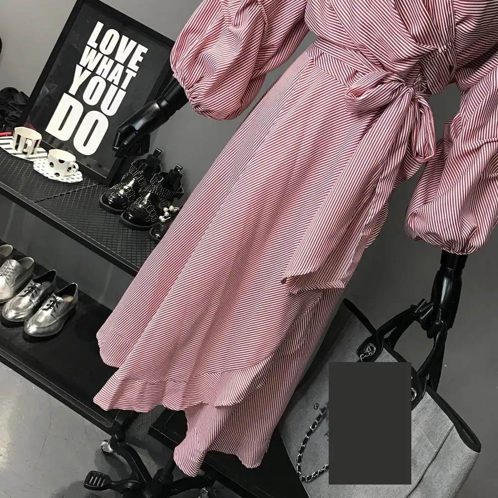 Женское платье GETSRING повседневное облегающее в полоску с треугольным вырезом и