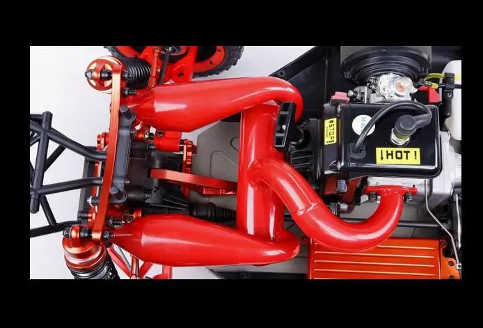 Красная выхлопная труба с двойным отверстием для Losi 5ive-T LOSB0019 Rovan LT MINI WRC KM X2 DDT QL-5T gas