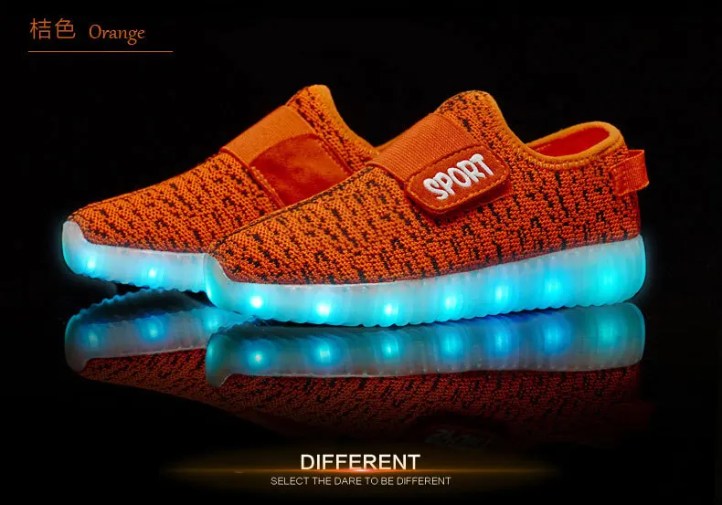 Size 25-37 Kids Led USB Recharge Glowing Shoes Children's Hook Loop Shoes Children's Glowing Sneakers Kids Led Luminous Shoes