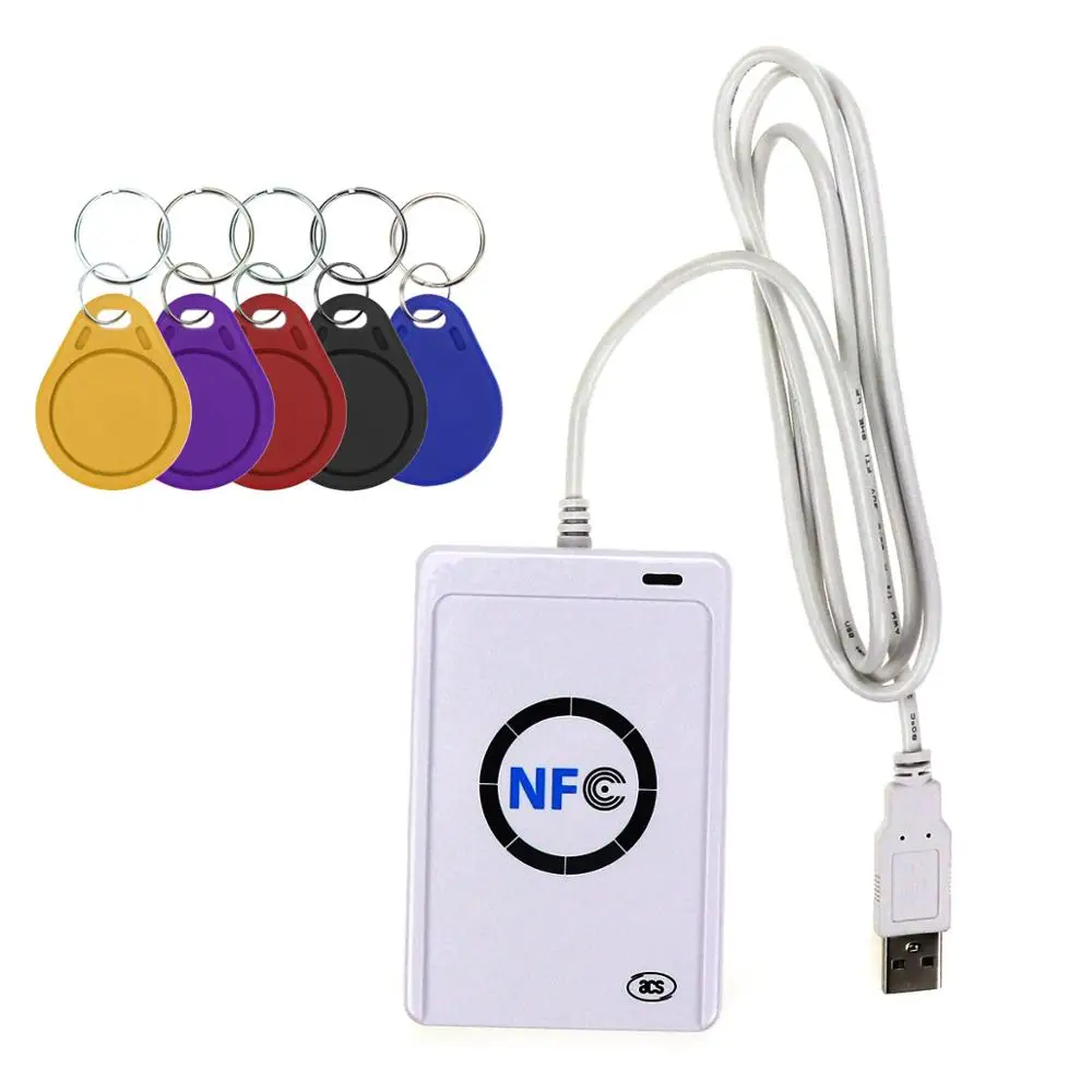 with 5 Keys NFC считыватель USB ACR122U RFID смарт 13,56 МГц карточный Писатель Копир Дубликатор для NFC(ISO/IEC18092) тегов+ 5 шт. UID сменный тег - Цвет: with 5 Keys