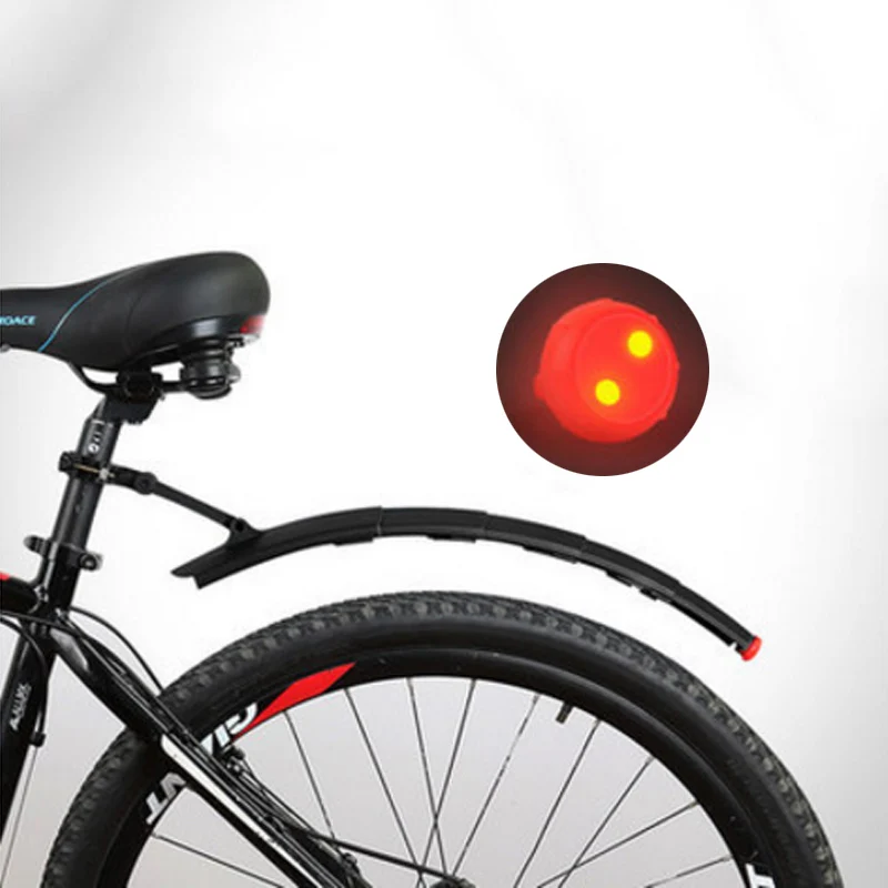 Black Телескопические Складные велосипедные Крылья MTB передние задние брызговики быстросъемные велосипедные Крылья щитка с задним фонарем Аксессуары для велосипеда - Цвет: Black
