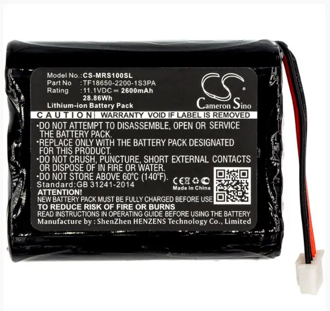 

Cameron Sino 2600mAh battery for MARSHALL Stockwell TF18650-2200-1S3PA Speaker Battery