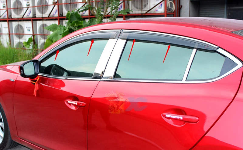 4 шт. пластиковые наружные дефлекторы от солнца и дождя для Mazda 6 M6 Atenza 2013 2015|exterior