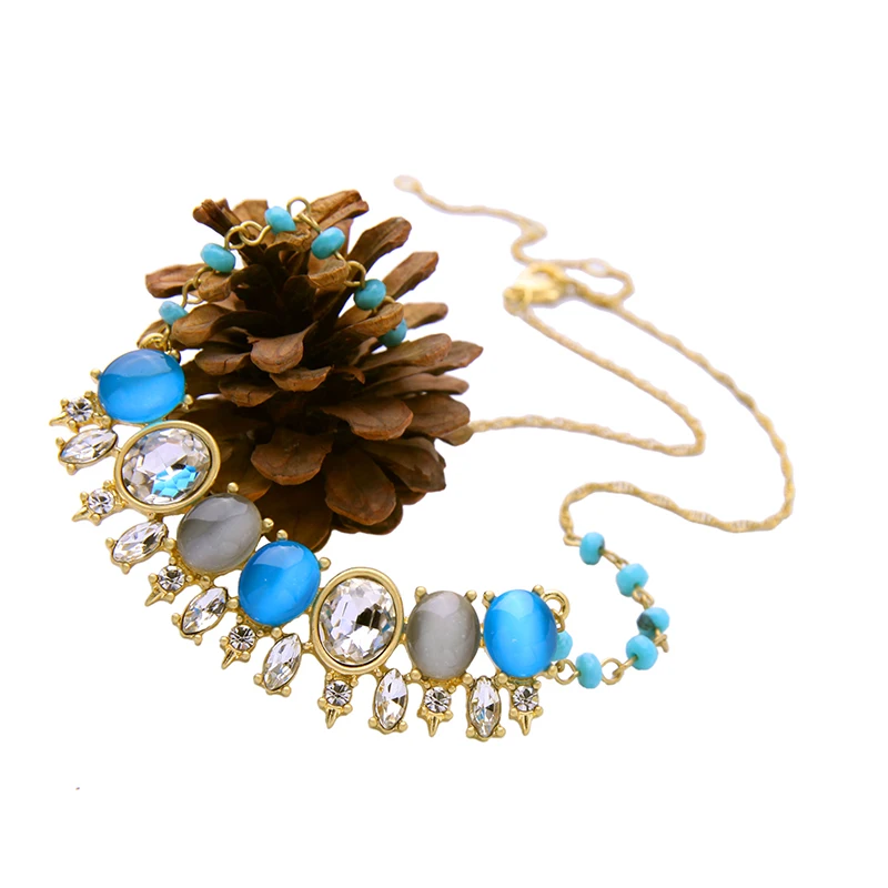 Bulk Price Fall 2016 Launch New Arrival Blue Crystal Necklace Women Chic Jewelry Alloy Cheaper Charm Fashionable Bijoux | Украшения и