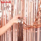 1 шт., 1*2 м, занавеска с бахромой из розовой золотой фольги с блестками и кисточками, Свадебный декор для рождественской вечеринки, декорация для фотосъемки, товары для вечеринок