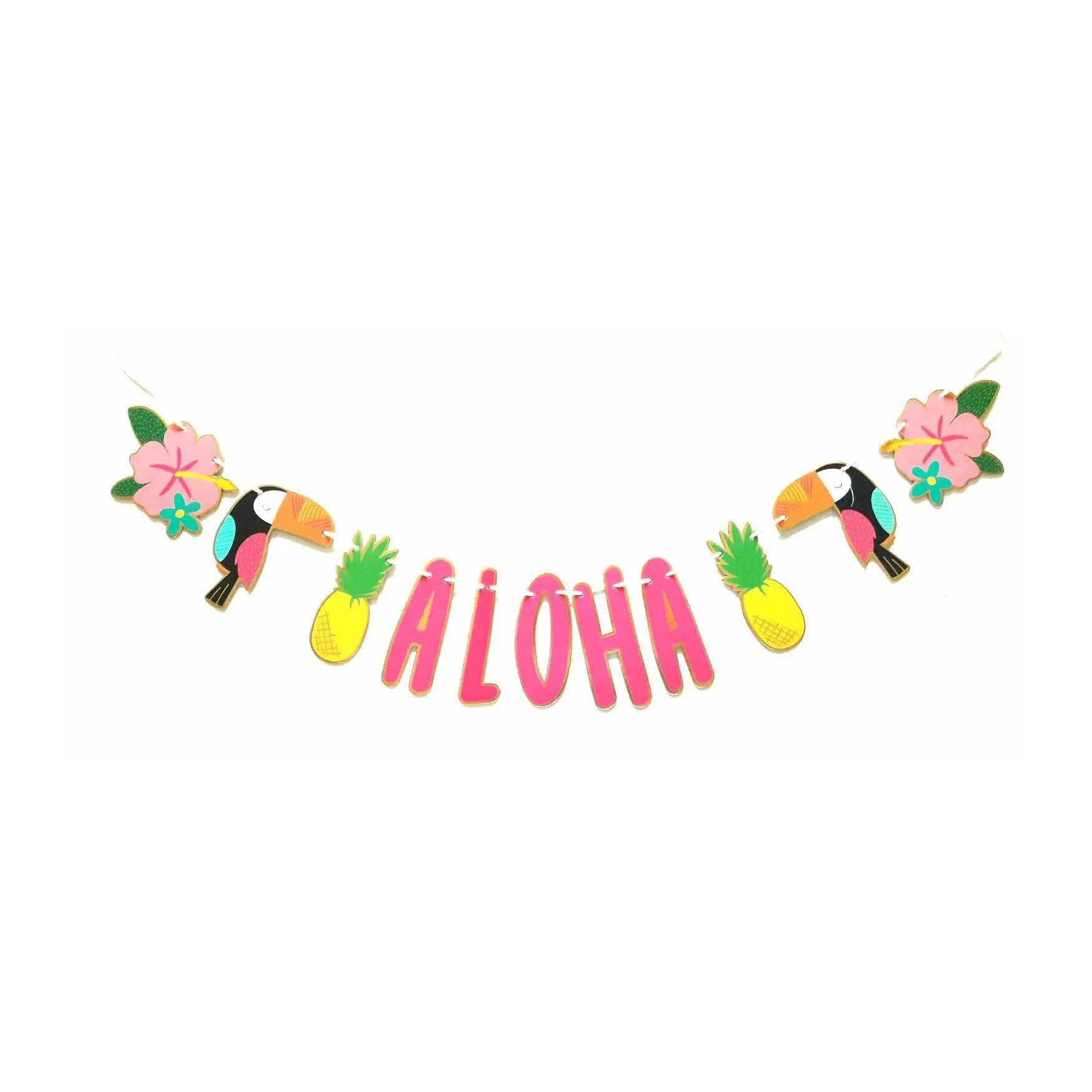 Гавайская гирлянда Luau Aloha баннеры тропический Гибискус цветы Фламинго летние